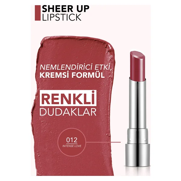 Flormar Sheer Up Parlak Bitişli Nemlendirici 012 Intense Love Stick Ruj - Görsel 6