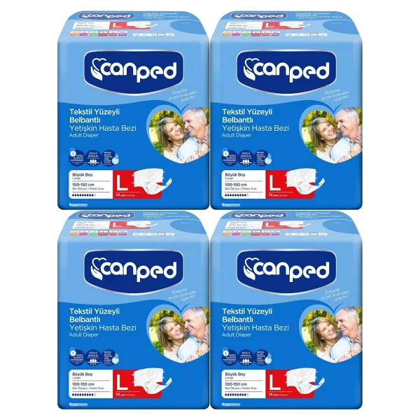 Canped Tekstil Yüzeyli Belbantlı Büyük Boy L 14'lü 4 Adet Hasta Bezi - Görsel 4