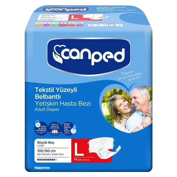 Canped Tekstil Yüzeyli Belbantlı Büyük Boy L 14'lü 4 Adet Hasta Bezi - Görsel 2