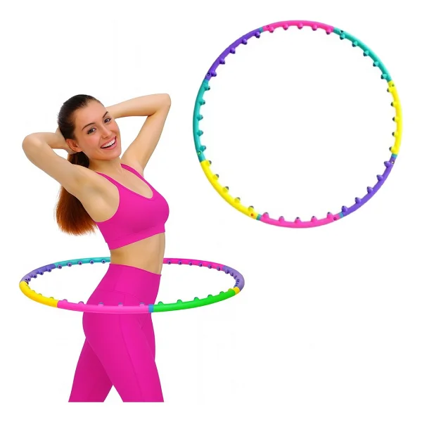 Masaj Başlıklı - 7 Parça Sök-Tak Spor Çemberi, Bel Ve Karın Zayıflama Egzersiz Halkası, Renkli Köpük Kaplama Fitness Hoop, Kadın-Erkek Için Ev Tipi Spor Aleti Js-6021 - 001-Renkli - Görsel 6