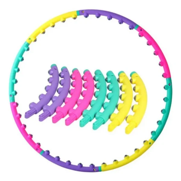 Masaj Başlıklı - 7 Parça Sök-Tak Spor Çemberi, Bel Ve Karın Zayıflama Egzersiz Halkası, Renkli Köpük Kaplama Fitness Hoop, Kadın-Erkek Için Ev Tipi Spor Aleti Js-6021 - 001-Renkli - Görsel 4