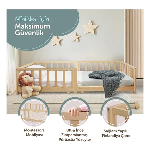 Baby Plus Çatısız 90x190 Cm Montessori Karyola - Görsel 8