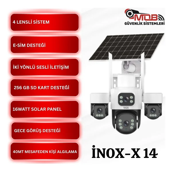 Inox Digital Inox-X14 Speed Dome Full HD 3 Mp Solar Gece Görüşlü Güvenlik Kamerası - Görsel 2