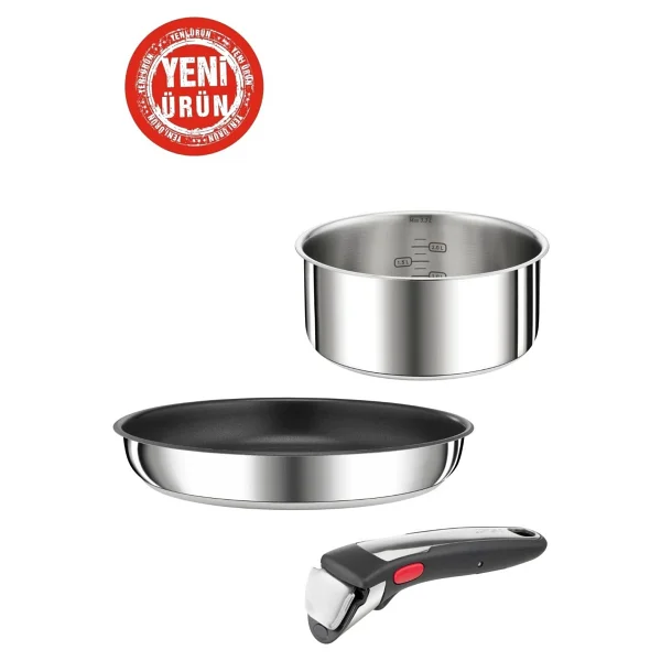Tefal Ingenıo Preference Paslanmaz Çelik 4 Parçalı Tencere Seti - 28 Cm Tava + 20 Cm Tencere + 1 Cam Kapak + 1 Sap - Görsel 2
