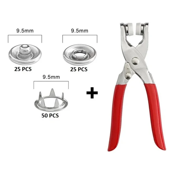Metal Çıtçıtlı Düğme Pensesi Ve Düğmesi (25 Set) - Lisinya - Görsel 6