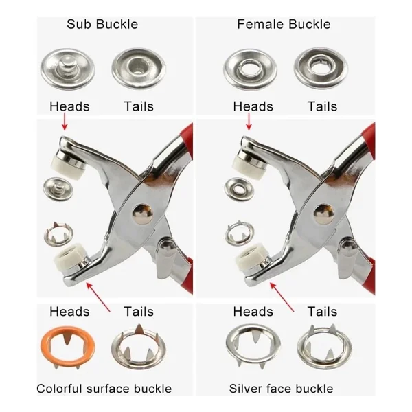 Metal Çıtçıtlı Düğme Pensesi Ve Düğmesi (25 Set) - Lisinya - Görsel 2