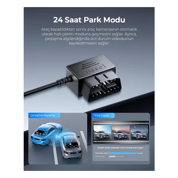 Azdome Obd Hardwire Kit Type-C Giriş 7/24 Park Modu Destekli Güç Adaptörü - Görsel 7
