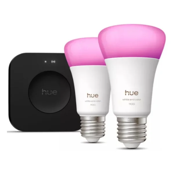 Philips Hue 1100 Renkli Ambiyans 11 W-75 W E27 2'li Akıllı LED Ampul + Bridge Pro Başlangıç Seti - Görsel 3