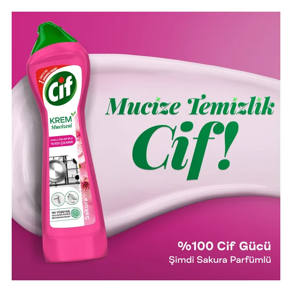 Cif Krem Sakura Mutfak Banyo Temizleyici 500 Ml - Görsel 3