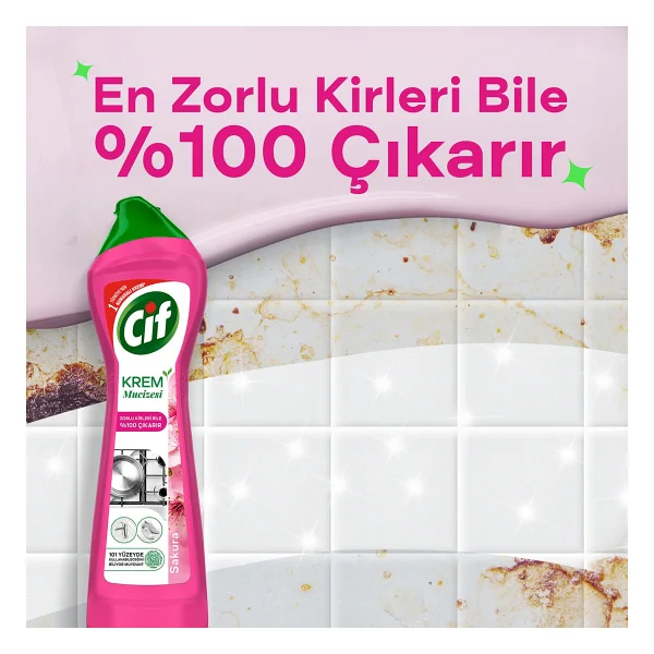 Cif Krem Sakura Mutfak Banyo Temizleyici 500 Ml - Görsel 4