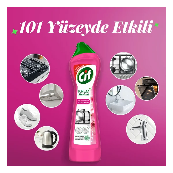 Cif Krem Sakura Mutfak Banyo Temizleyici 500 Ml - Görsel 5