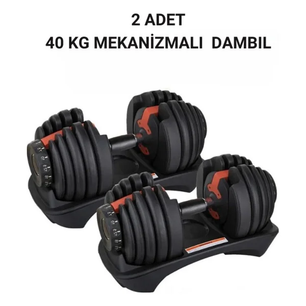 2 Adet 40 Kg Ayarlanabilir Mekanizmalı Dambıl Seti (Çiftli) - Görsel 4