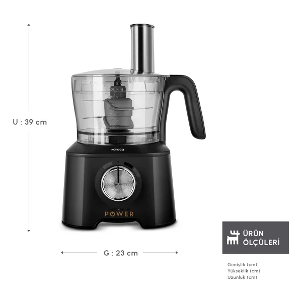 Karaca Mastermaid Power Max 11in1 Matte Black Silver 2500 W Mutfak Robotu - Görsel 2