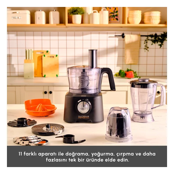 Karaca Mastermaid Power Max 11in1 Matte Black Silver 2500 W Mutfak Robotu - Görsel 3