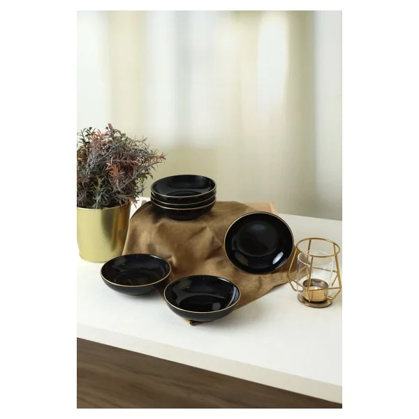 Keramika Siyah Gold File Halka Çerezlik/Sosluk 13 Cm 6 Adet - Görsel 7