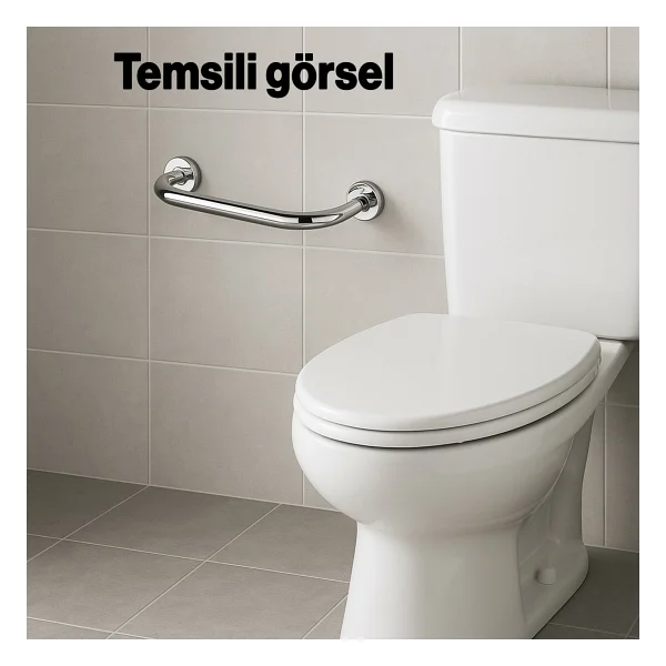 Tutunma Barı 19 Çap 30cm Paslanmaz Çelik Krom Banyo Tuvalet Güvenlik Destek Aparatı Engelli Tutamağı - Görsel 3