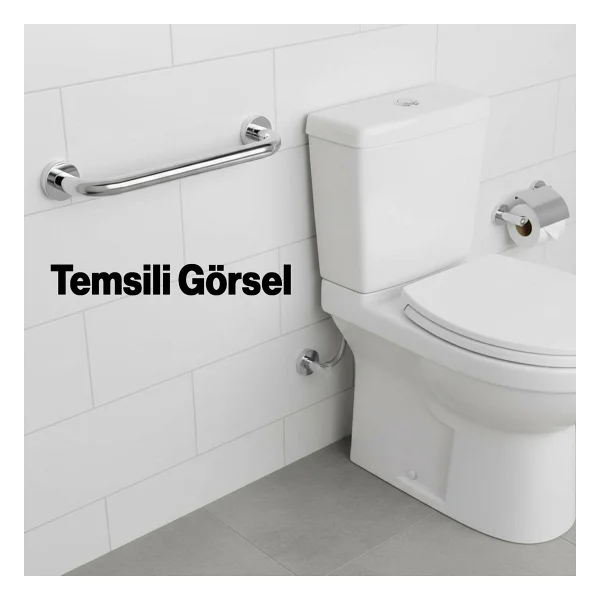Tutunma Barı 19 Çap 30cm Paslanmaz Çelik Krom Banyo Tuvalet Güvenlik Destek Aparatı Engelli Tutamağı - Görsel 4
