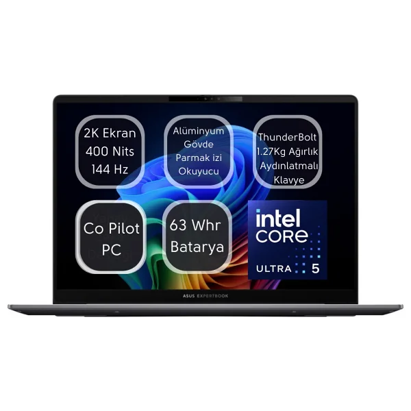 Asus Expertbook P5 P5405csa-I516512s0d Ultra 5 226v 16 GB 512 GB SSD Arc Graphics 130v 14" Free Dos Wqxga Notebook - Görsel 9