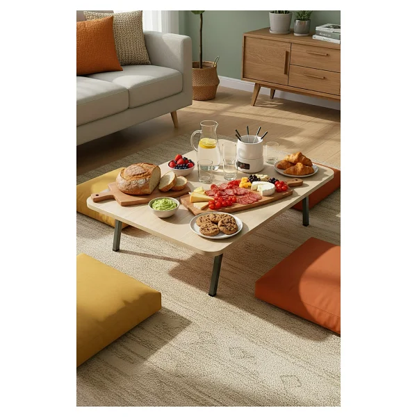Zevahir Mobilya Dekorasyon Royal Mermer Desenli Metal Katlanır Ayaklı Kamp Bahçe Ev Ve Çocuk Oyun Yer Sofrası - 70 X 120 - Görsel 10