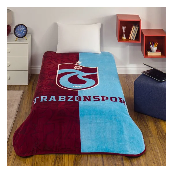 Taç Lisanslı Trabzonspor Parçalı Tek Kişilik Battaniye - 160 X 220 Cm - Mavi - Görsel 2