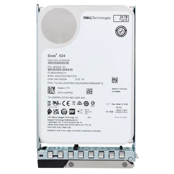 Dell Technlogies Exos X24 24tb 7.2k 12g Nl Sas 3.5" 512e 3.5" Sunucu Harddisk St24000nm007h 0gpp63 - Görsel 2