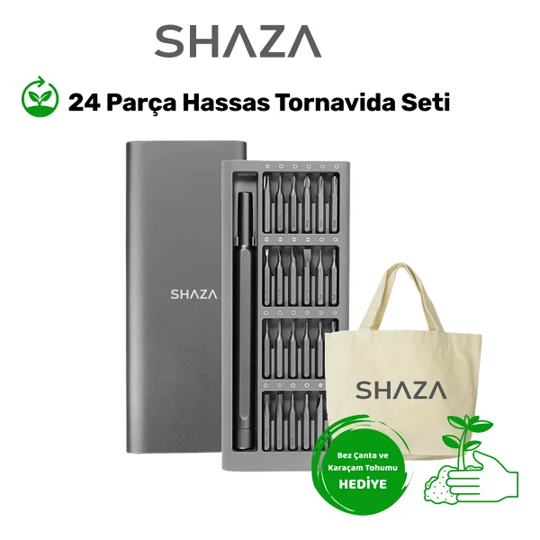Shaza 24 Parça Hassas Tornavida Seti - Mıknatıslı Alüminyum Kasa Telefon, PC Vb. Tamir Seti - Gri - Görsel 7