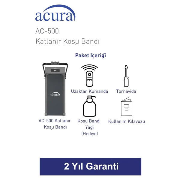 Acura AC-500 Uzaktan Kumandalı Katlanabilir Koşu Bandı - Görsel 5