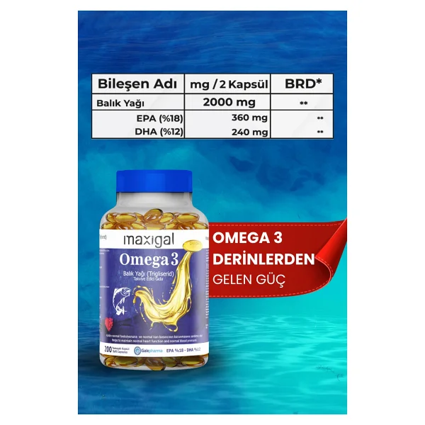 Maxigal Omega 3 Balık Yağı 200 Kapsül - Görsel 4