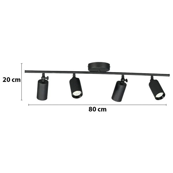 Legacy Spoti 4'lü Siyah Renk (Gün Işığı) Modern Tasarım Salon - Mutfak - Banyo Spot Ledli Sıralı Avize - Görsel 2
