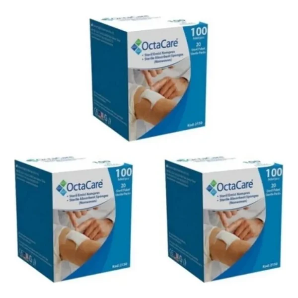Octacare Steril Gaz Kompres 7,5 cm x 7,5 cm - 3 Kutu - 300 Adet - Görsel 2