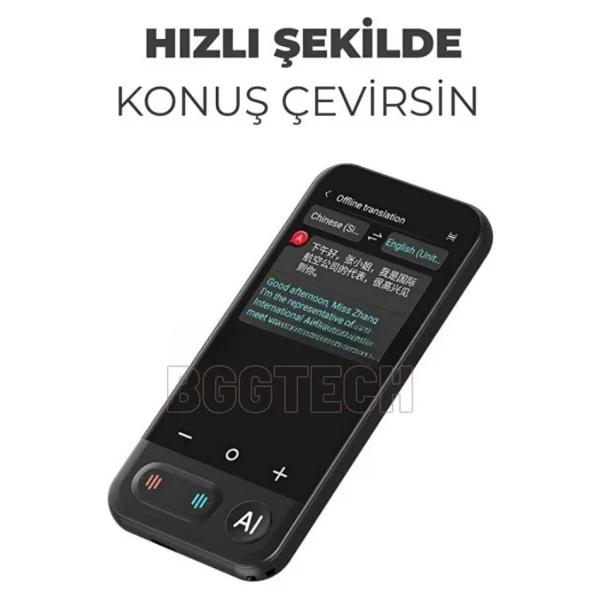 Bgg Tech Chatgpt Entegre Akıllı Çeviri Cihazı 0.5 Sn Tepki Süresi Yapay Zeka Destekli 139 Dil Çevirmen - Görsel 2