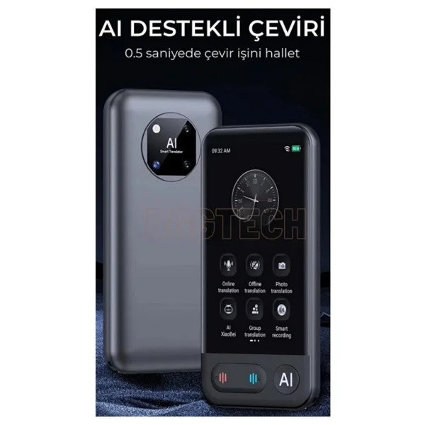 Bgg Tech Chatgpt Entegre Akıllı Çeviri Cihazı 0.5 Sn Tepki Süresi Yapay Zeka Destekli 139 Dil Çevirmen - Görsel 3