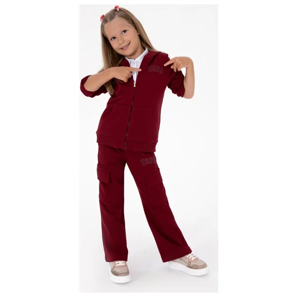 U.S. Polo Assn 50316837-Vr014 Kapüşonlu Tam Fermuarlı Bordo Çocuk Sweatshirt - Görsel 2