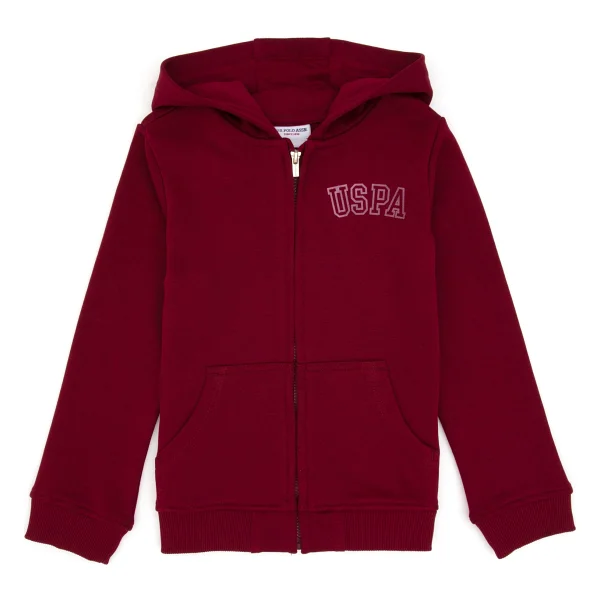 U.S. Polo Assn 50316837-Vr014 Kapüşonlu Tam Fermuarlı Bordo Çocuk Sweatshirt - Görsel 3