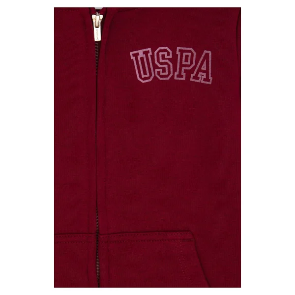 U.S. Polo Assn 50316837-Vr014 Kapüşonlu Tam Fermuarlı Bordo Çocuk Sweatshirt - Görsel 5