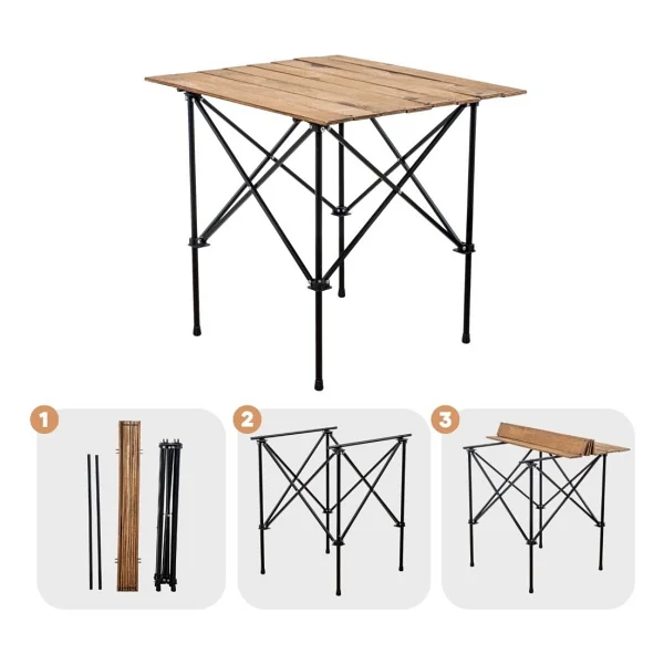 Argeus 54023 Akordion 73x62 Cm Ahşap Katlanır Kamp Masası - Görsel 6