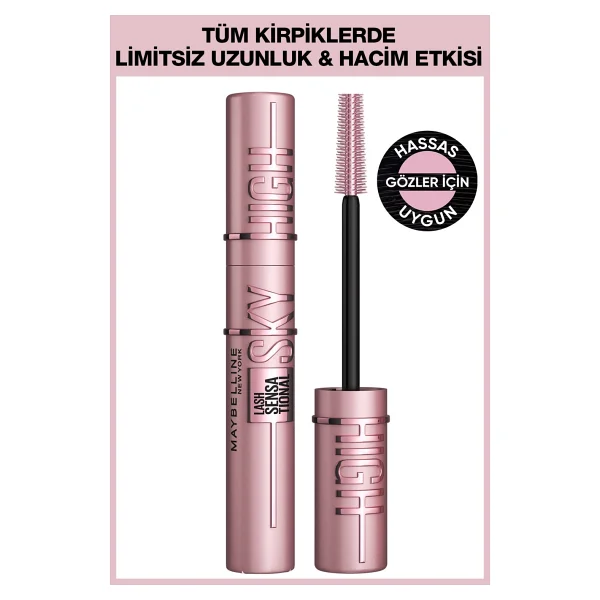 Maybelline New York Lash Sensational Sky High Maskara + Super Lock Brow Glue Kaş Sabitleyici Maskara - Siyah - Görsel 2