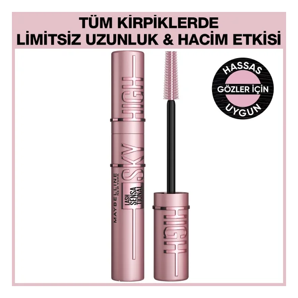 Maybelline New York Lash Sensational Sky High Maskara + Super Lock Brow Glue Kaş Sabitleyici Maskara - Siyah - Görsel 5
