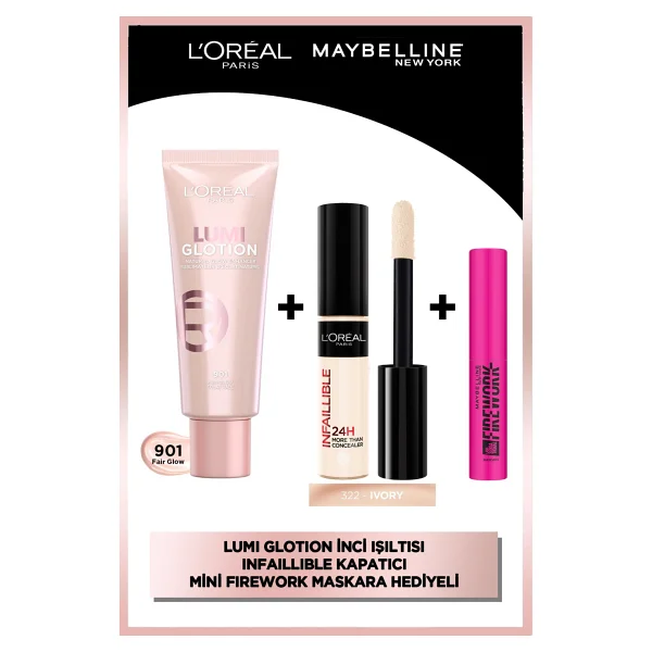 L'oreal Paris Infaillible Tüm Yüze Uygulanabilir Kapatıcı 322 Ivory + L'oreal Paris Glotion All-In-One Doğal Işıltı 901 & Mny Lash Sensa Firework Mini Maskara Hediyeli - Görsel 6