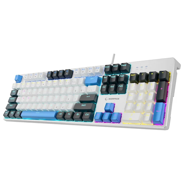 Rampage Nimbus Kb-Mk2 Beyaz RGB Red Switch Kablolu Mekanik Oyuncu Klavyesi - Görsel 4