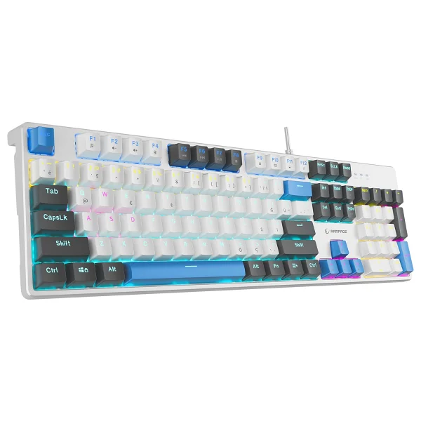 Rampage Nimbus Kb-Mk2 Beyaz RGB Red Switch Kablolu Mekanik Oyuncu Klavyesi - Görsel 5