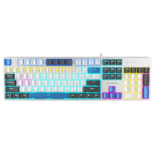 Rampage Nimbus Kb-Mk2 Beyaz RGB Red Switch Kablolu Mekanik Oyuncu Klavyesi - Görsel 6