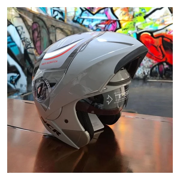 Ncr-158 Çene Açılır Gözlüklü E-Ce Belgeli Kask Cool Gri - XL - Açık Gri - Görsel 3