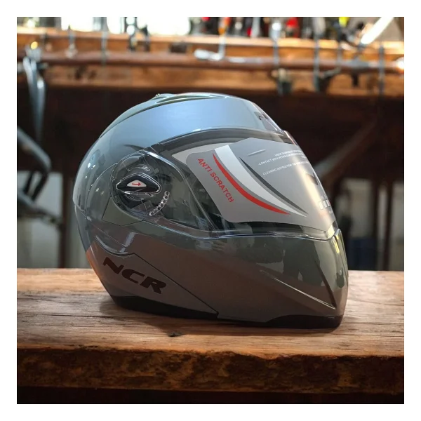 Ncr-158 Çene Açılır Gözlüklü E-Ce Belgeli Kask Cool Gri - XL - Açık Gri - Görsel 4