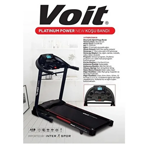 Voit Platinum Power Katlanabilir Koşu Bandı - Görsel 7