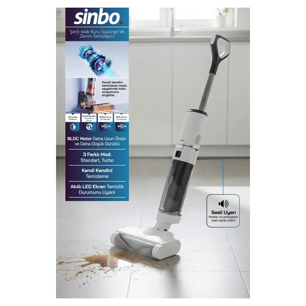 Sinbo Sfc-4101 Islak Kuru Şarjlı Dikey Süpürge - Görsel 2