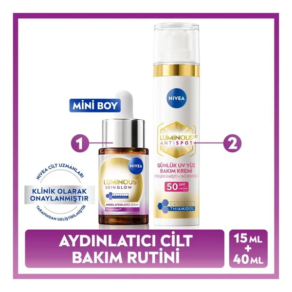 Nivea Lumınous630 Aydınlatıcı Ve Leke Karşıtı Cilt Bakım Seti, Spf50 Yüz Güneş Kremi 40ml, Serum 15ml - Görsel 2