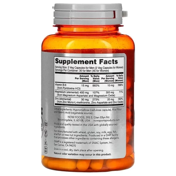 Now Foods Sports Zma Sports Recovery 90 Vegetarian Capsules - Görsel 2