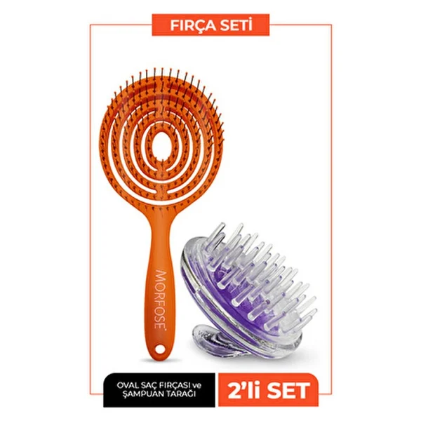 Morfose Oval Saç Fırçası + Saç Derisine Masaj Yapan Şampuan Tarağı - Görsel 2