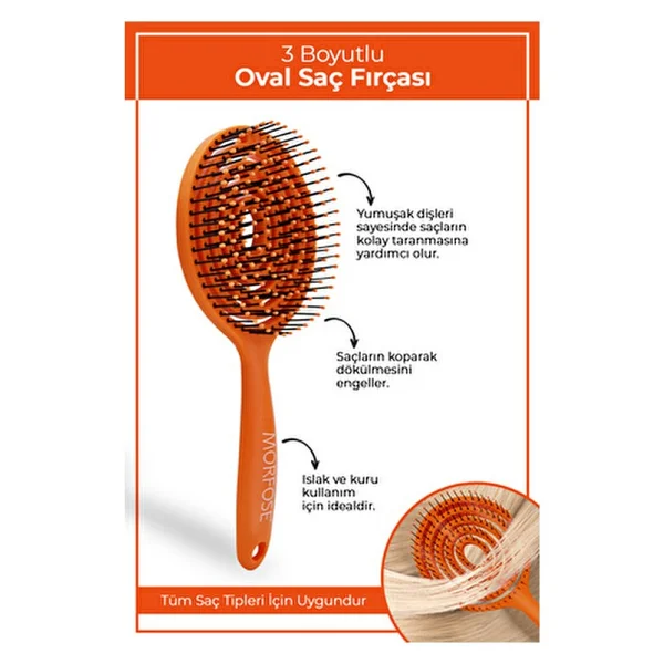 Morfose Oval Saç Fırçası + Saç Derisine Masaj Yapan Şampuan Tarağı - Görsel 3